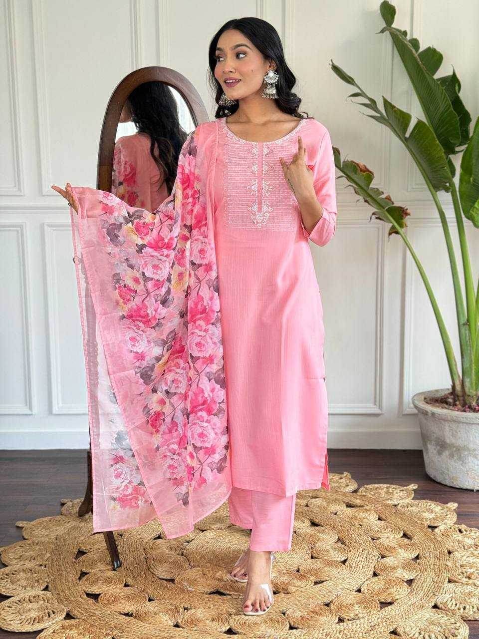 Rayon Embroidery Party wear Pink Salwar Suit - MYLUXURY LANE ENTERPRISE